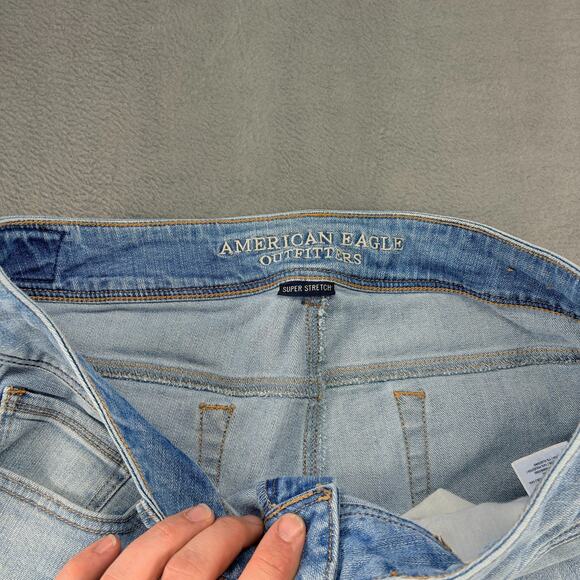 American Eagle Kick Boot Jeans Women's Size 14 Reg. Blue Mid-Rise Stretch Preppy - Picture 4 of 10